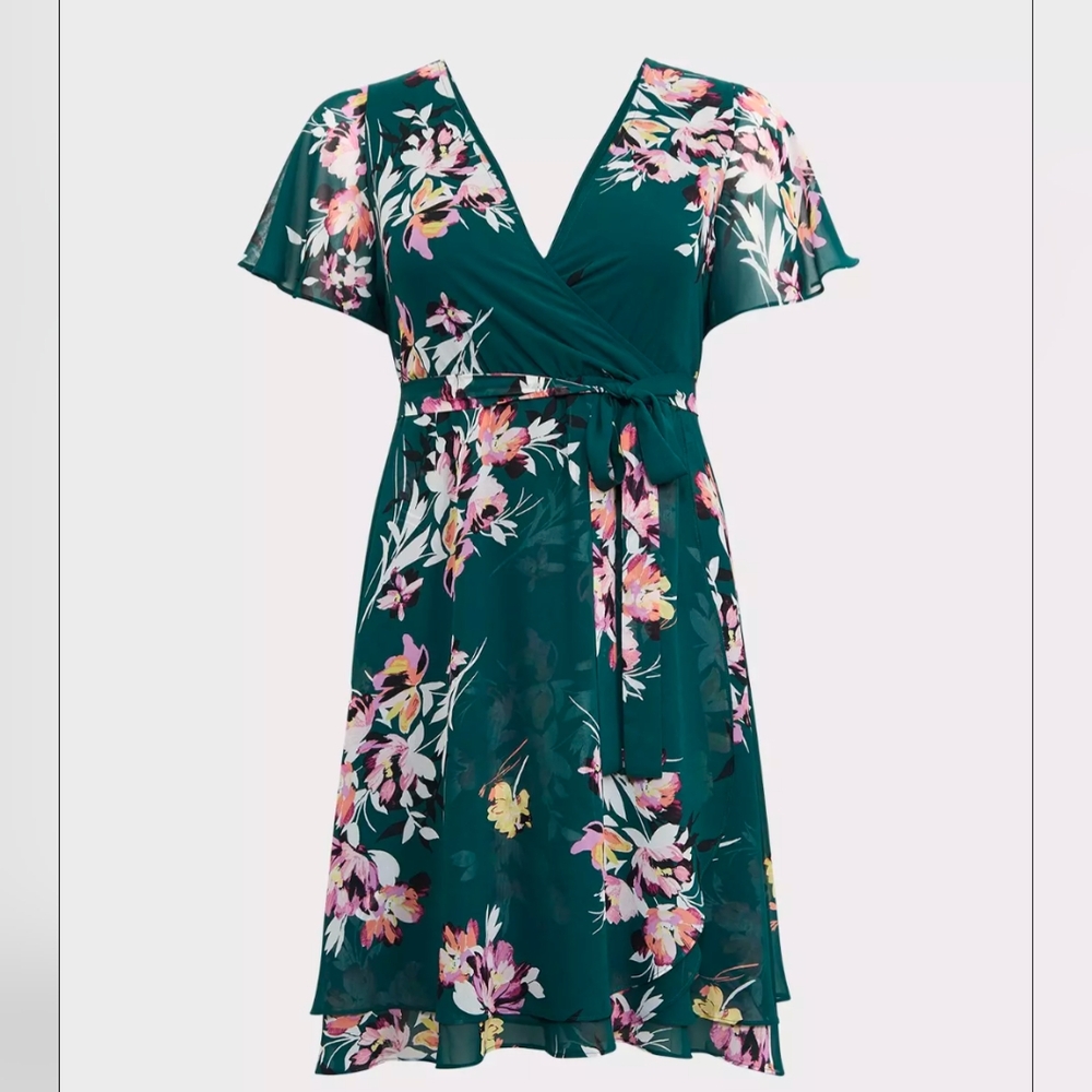 Torrid Green Floral Midi Dress